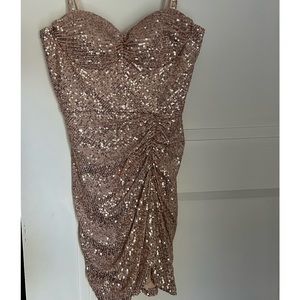 Morgan & co. Sequin Corset Shirred Side Mini Dress